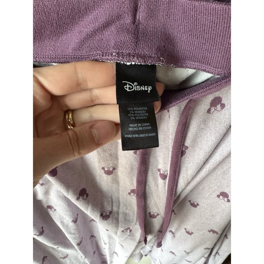 Disney Minnie Mouse Lavender Bow Pajama Set Soft Knit 2-Piece Loungewear 2XL